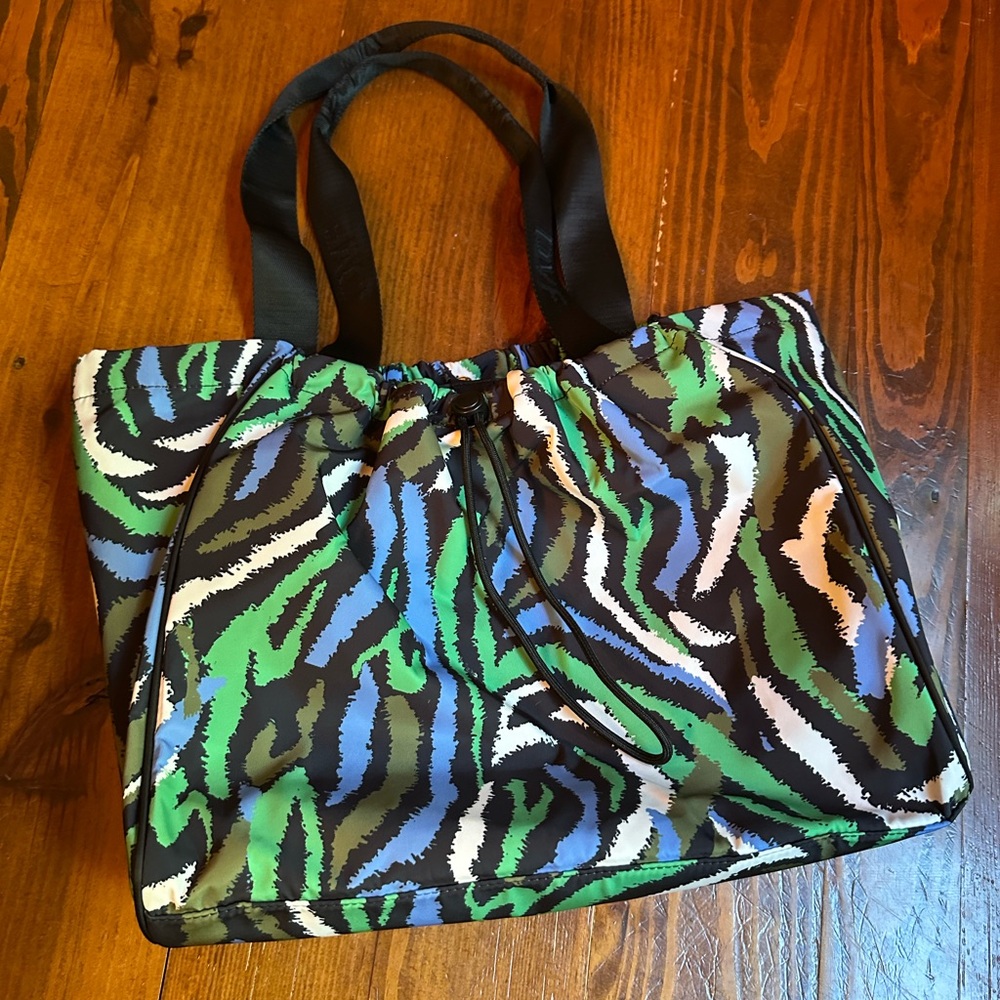 Diane Von Furstenberg Zebra Print Tote in Green, Blue, and Black